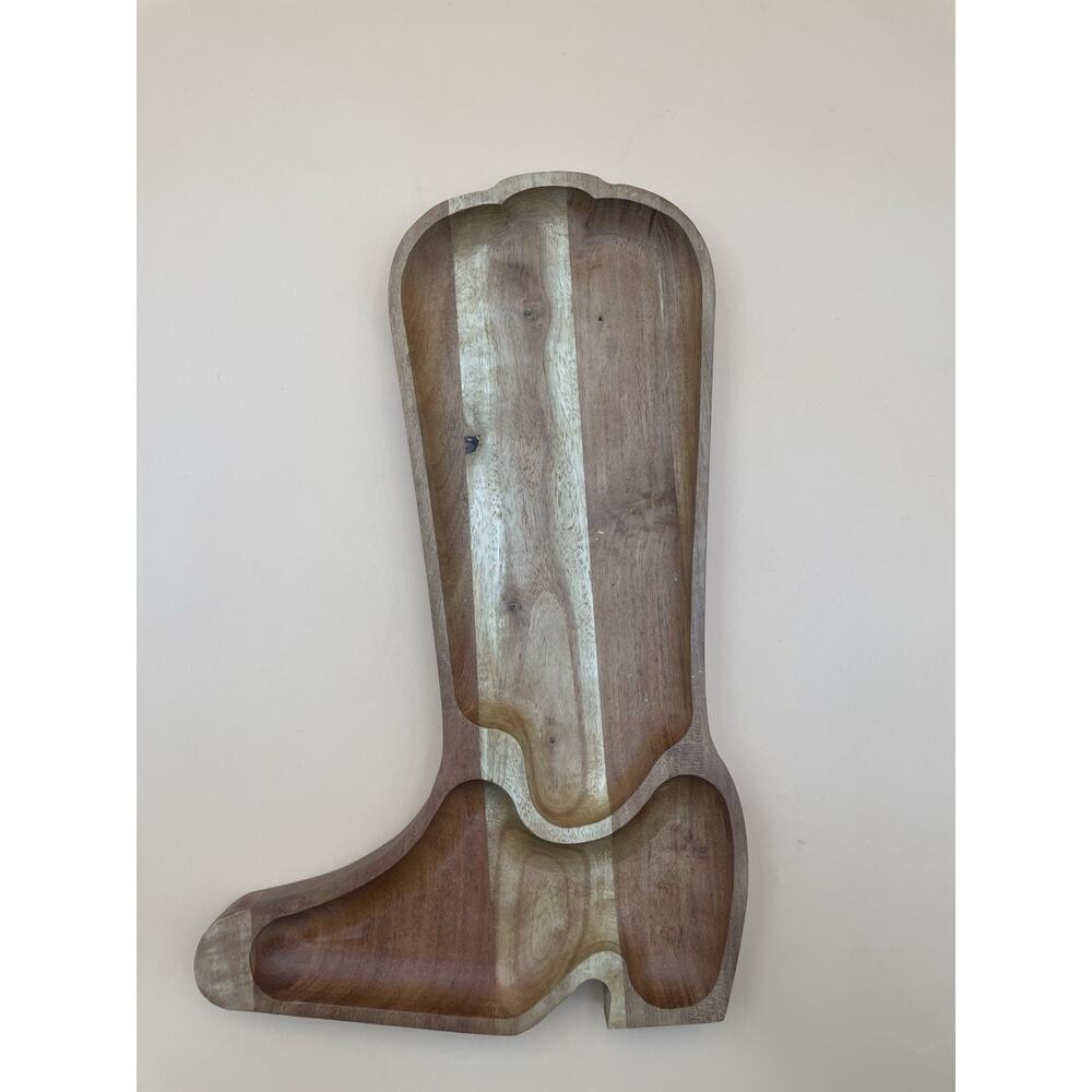 Charcuterie Board Dolly Parton Cowboy Boot Shape Acacia Wood Serving 14” x 9” .
